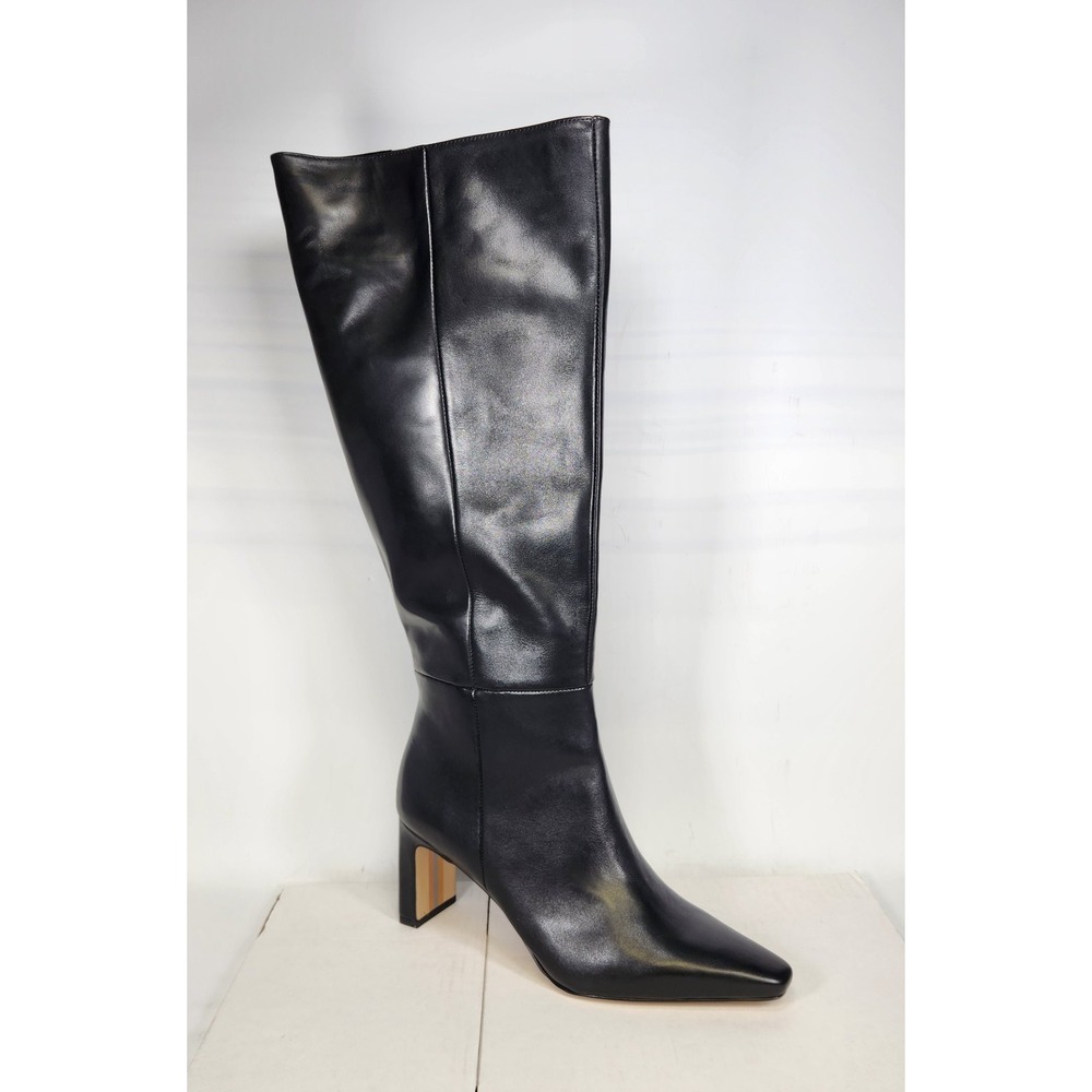 Sam Edelman Sylvia Knee High Boots Women Size 9 Black Leather Wide Calf Heel